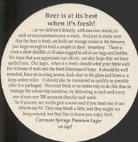 Beer coaster creemore-springs-1-zadek