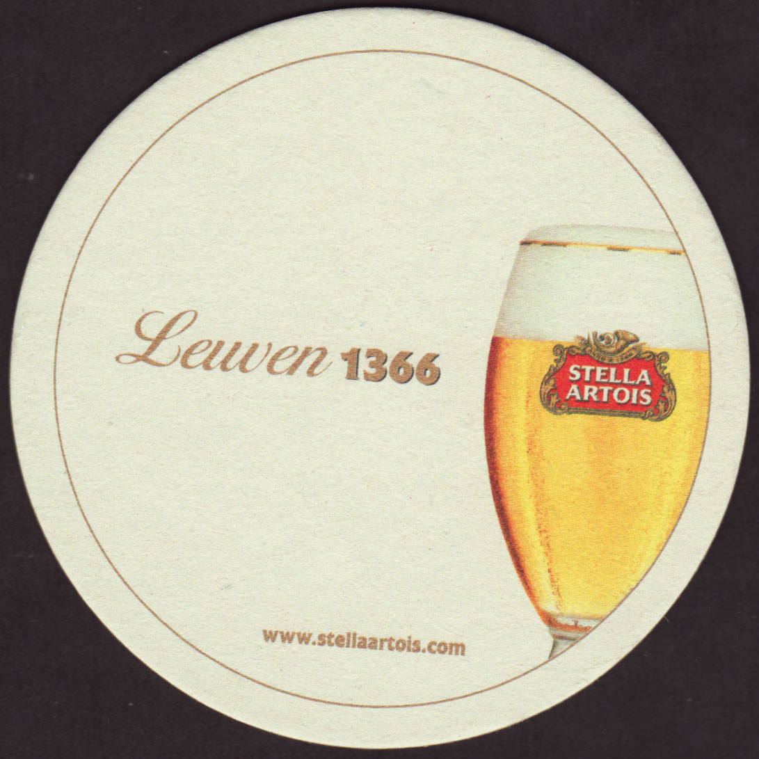 STELLA ARTOIS Belgian Brewery Since 1366; Leuven BE Beer Coaster ~ Beer Coaster 