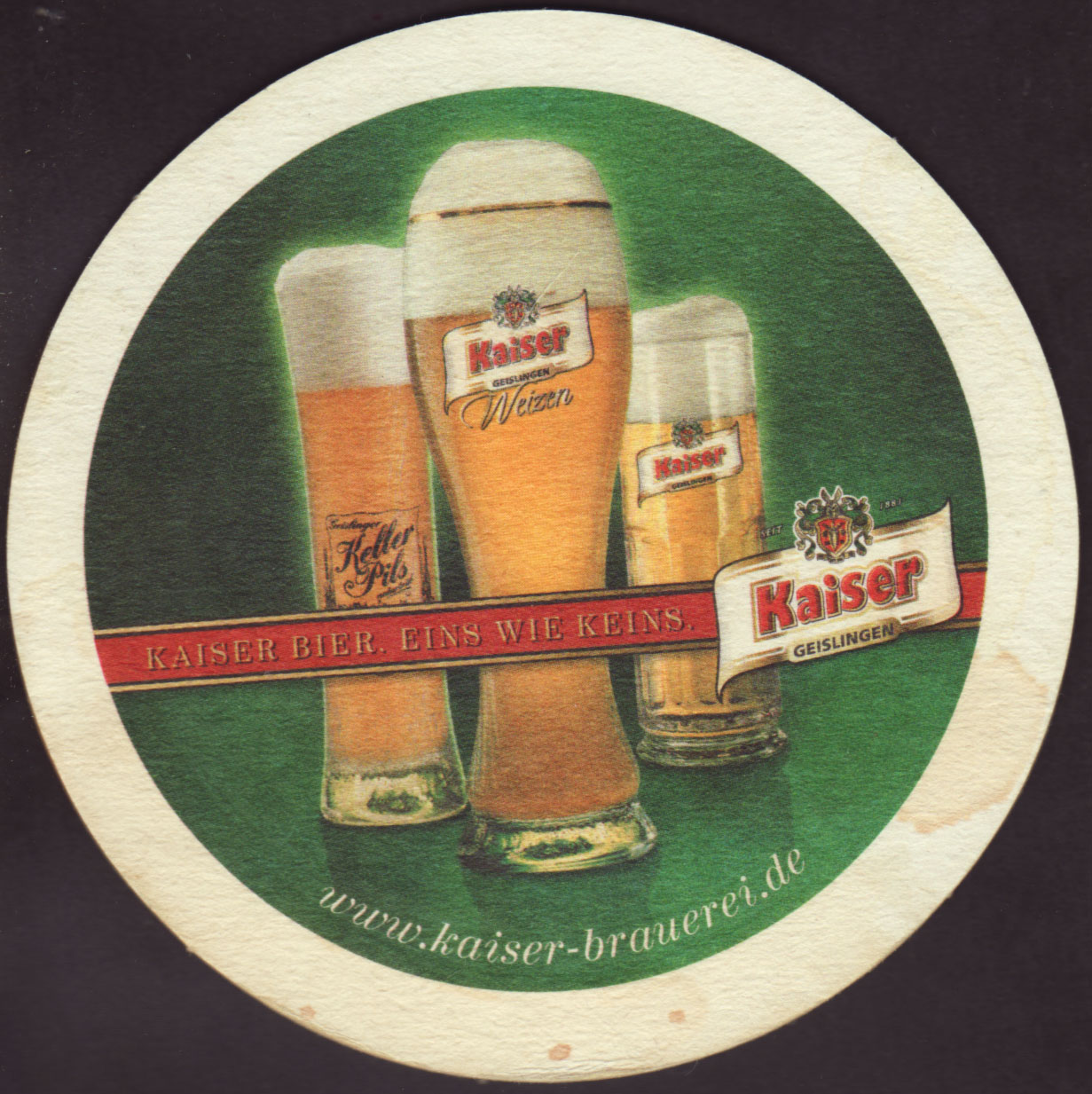 Beer coaster - Coaster number 5-1 | Kaiser-Brauerei Geislingen / Steige W.Kumpf :: City - Geislingen/Steige :: Germany